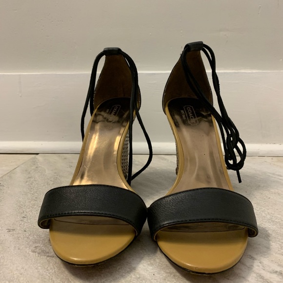 Coach Braided Copper Wedges with Black Ankle Ties - Picture 2 of 7